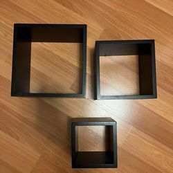Set Of 3 Black Squared Shelves