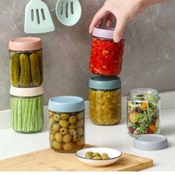 Glass storage jars with lids 5 inch  set of 6