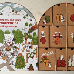 2025 Burger King Advent Calendar BK Christmas Holiday Xmas Bag Figure Plush Board Game Chair Plushie Toy Limited Rubik's Cube Bear