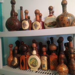 41 Vintage Leather Bottles Collection