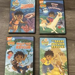 4 Go Diego Go! DVDs Underwater Mystery Diego Saves Christmas Wolf Pup Rescue The Great Jaguar Rescue 