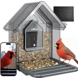 Smart Bird Feeder with Camera Solar Powered,2K UHD Video Live Stream,Easy Set Up,AI Bird Species Identification, Auto Capture Videos&5MP Photos,Instan