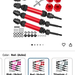 Drive Shaft Axles Upgrades Part for 1/10 Slash 4X4 VXL/Rustler 4X4 VXL/Stampede 4WD VXL,RC Steel #45 Front & Rear 4Pcs Driveshafts CVD w/Hex Hops Up,R