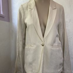 SCOTCH & SODA Women’s Draped Linen-Blend Blazer | Cream | XS