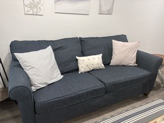 Queen Sleeper Sofa with memory foam mattress blue