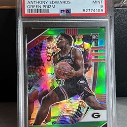 Anthony Edwards 2020 Panini Prizm DP Green Prizm Rookie (#1) PSA 9