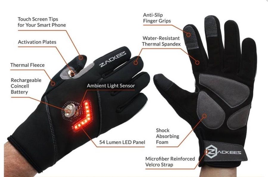 Zackees leather turn signal gloves, new in the box