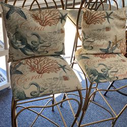 Upholstered Wrought Iron Bar Chairs