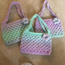 Hand Crochet Little Girl  Bags 