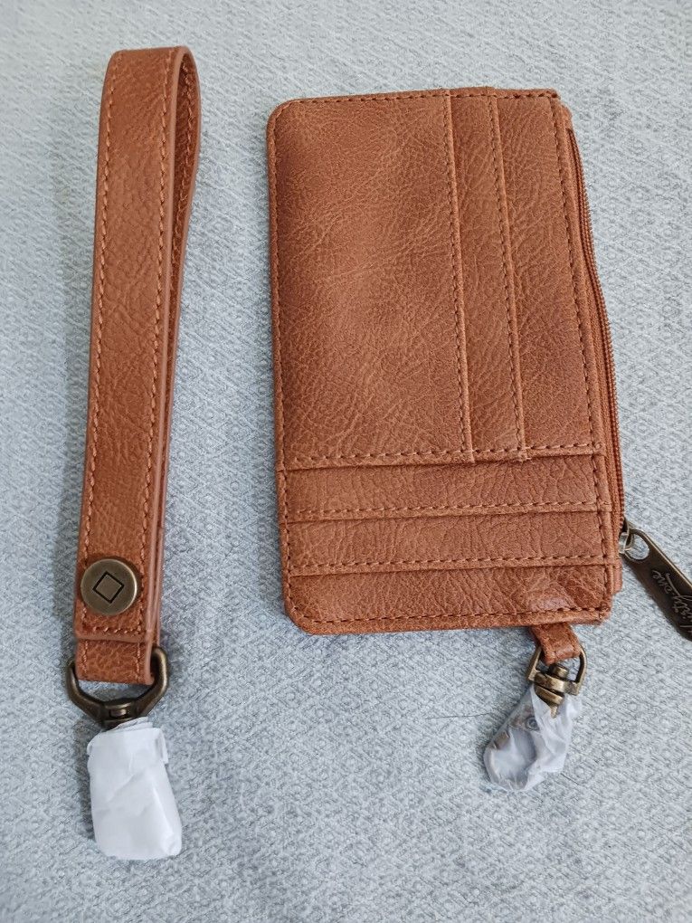 Thirty-One Gifts - Where To Wallet With Wristlet Strap Caramel Distressed Pebble