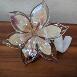 Hand Blown "Flower" pink with Curled Stem - Price Reduced