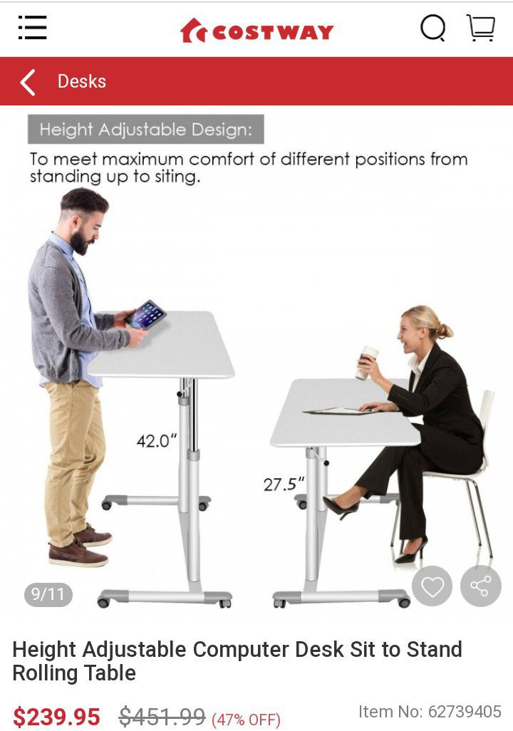 Selling a brand new Height Adjustable Computer Desk Sit to Stand Rolling Table