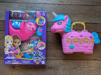 Polly Pocket Sloth Family 2-in-1 Purse Compact plus a used Polly Pocket Unicorn