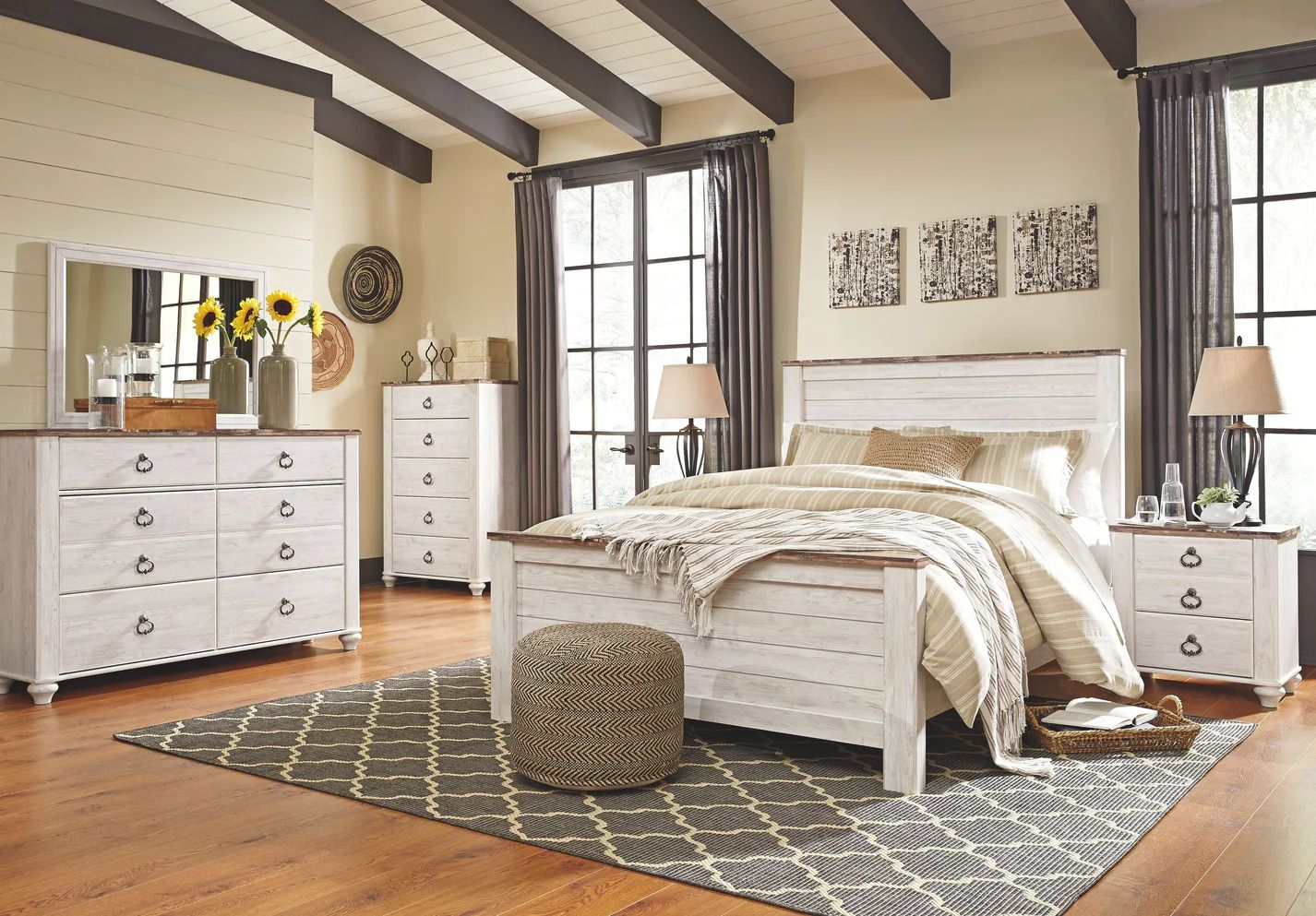 Bedroom Set,4 pc Queen Bed Frame, Bedroom Furniture