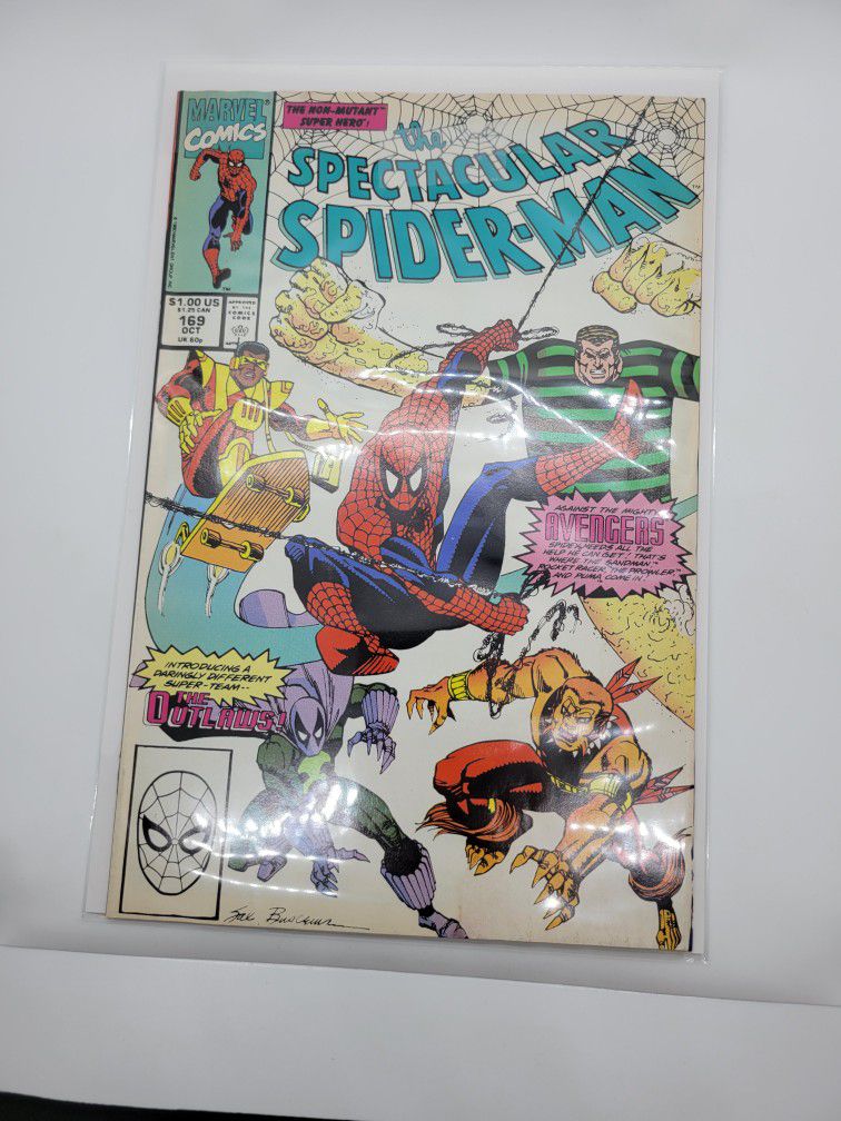 Marvel Comics The Spectacular Spiderman #169 1990 Puma Sandman Rocket Racer Prowler Gerry Conway