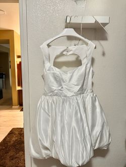 White Satin Bubble Mini Dress