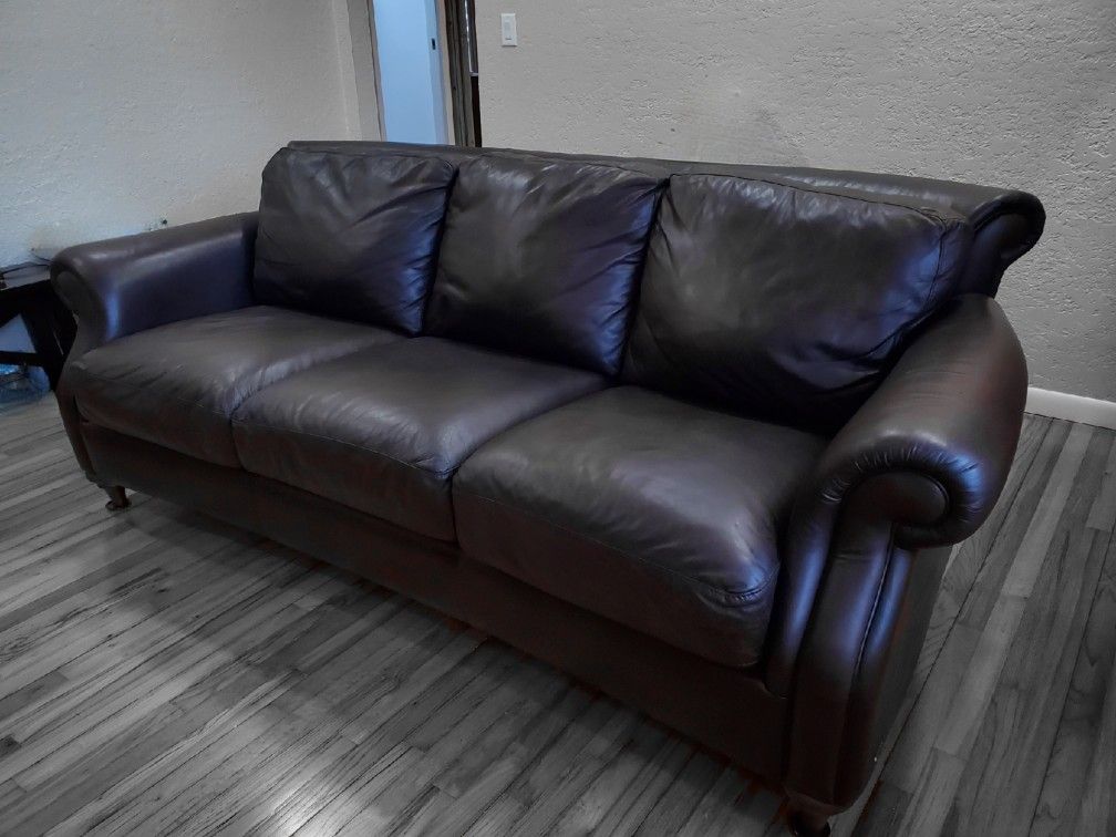 Natuzzi Classico Italian Top Grain Leather Sofa with Ottoman