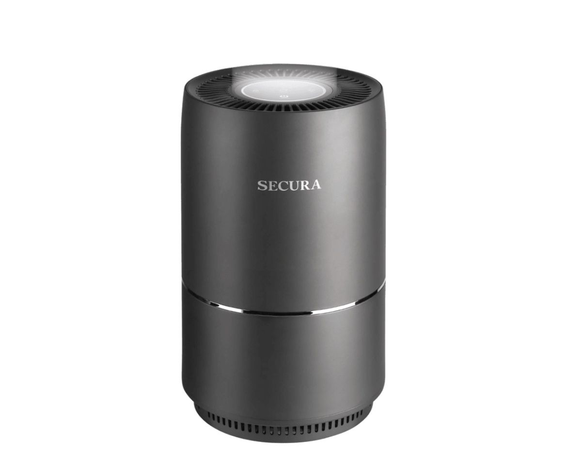 Secura Air Purifier with True HEPA Filter for Small Room with LED Nightlight Platium Grey