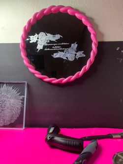 Hand etched mirror