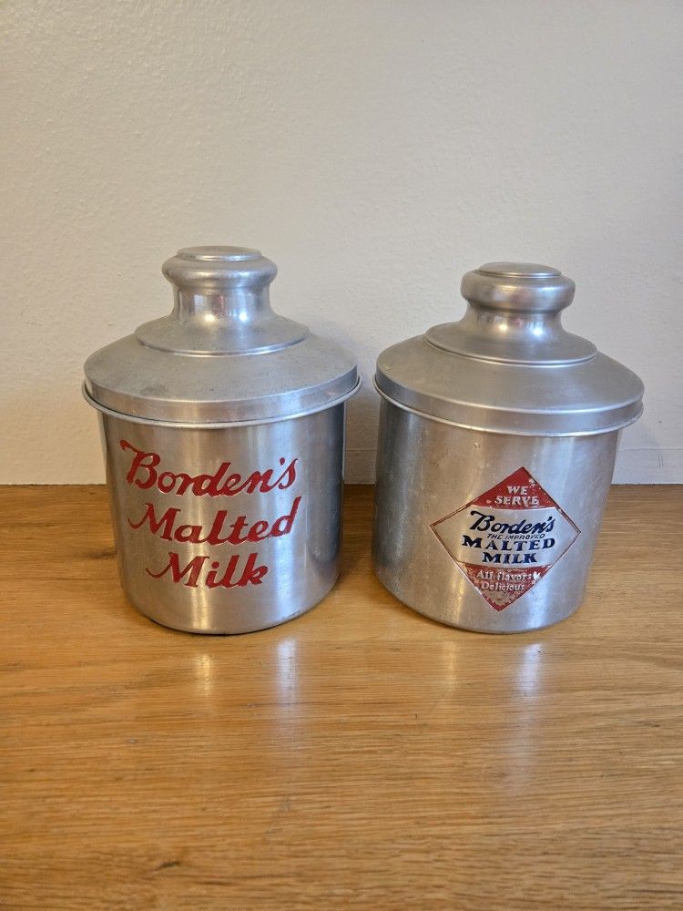 Original Vintage Borden's Malted Milk Containers 