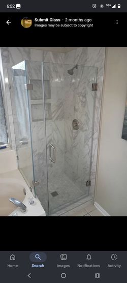 90° frameless shower door