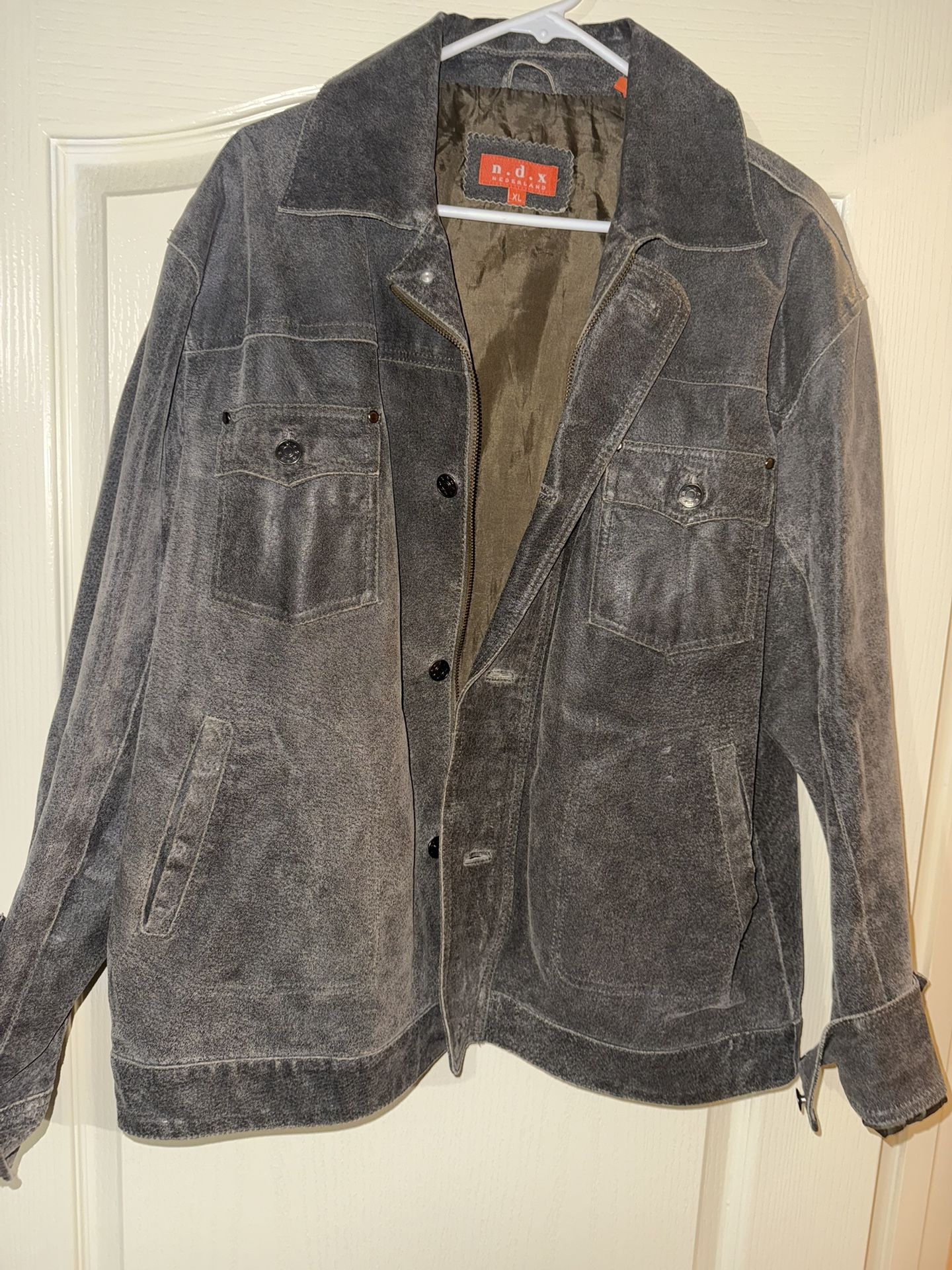 NDX Nederland Faux Leather Brown Men's Jacket, Size XL, VERY GOOD (heavy)