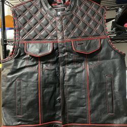 Brand New Red And Black Motorcycle Vest