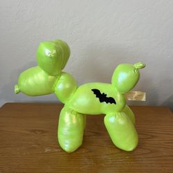 Iridescent Green Halloween Balloon Dog Plush Stuffed Animal 8” Mardi Gras bead