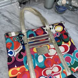 Coach Poppy Tote Bag Graffiti Purse