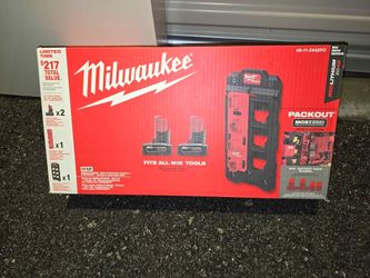 Milwaukee M12 12V XC 4.0Ah Battery 2-Pack with PACKOUT Wall Plate & Battery Rack.