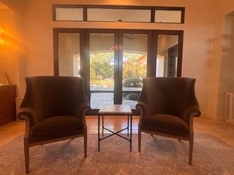 PAIR OF RESTORATION HARDWARE WINGBACK CHAIRS -LIKE NEW