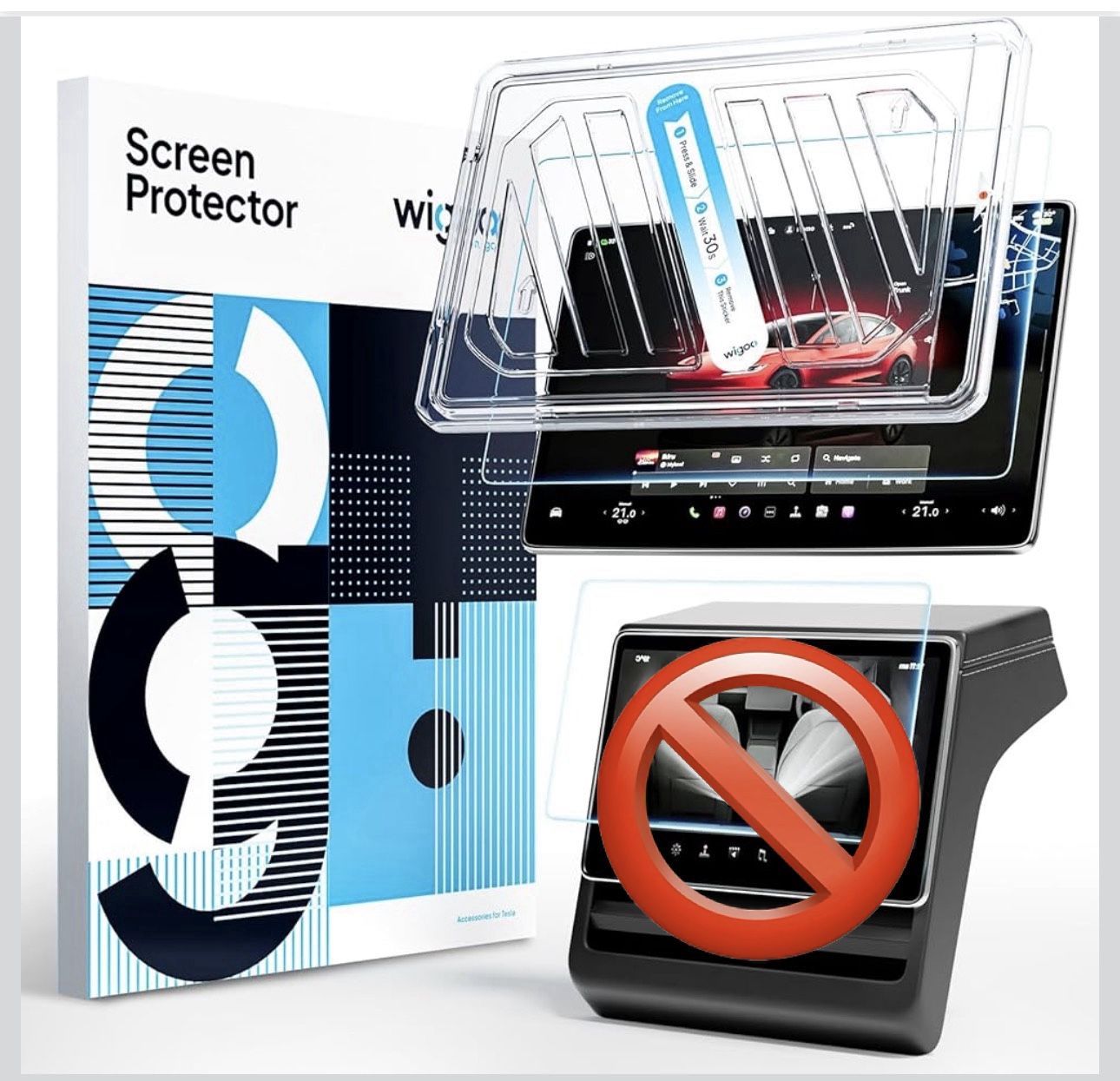 Wigoo Tesla Model X & Model S Screen Protector Matte [No Glare & Fingerprint] Model X (2021~2025)/Model S(2021~2025) Accessories, Tempered Glass Prote