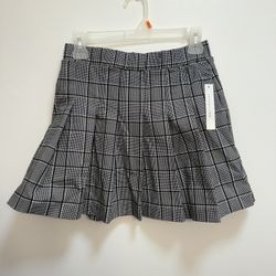 SMALL JOE BENBASSET BLACK WHITE PLAID PLEATED SKIRT MINI STRETCH PREPPY GOTH size M