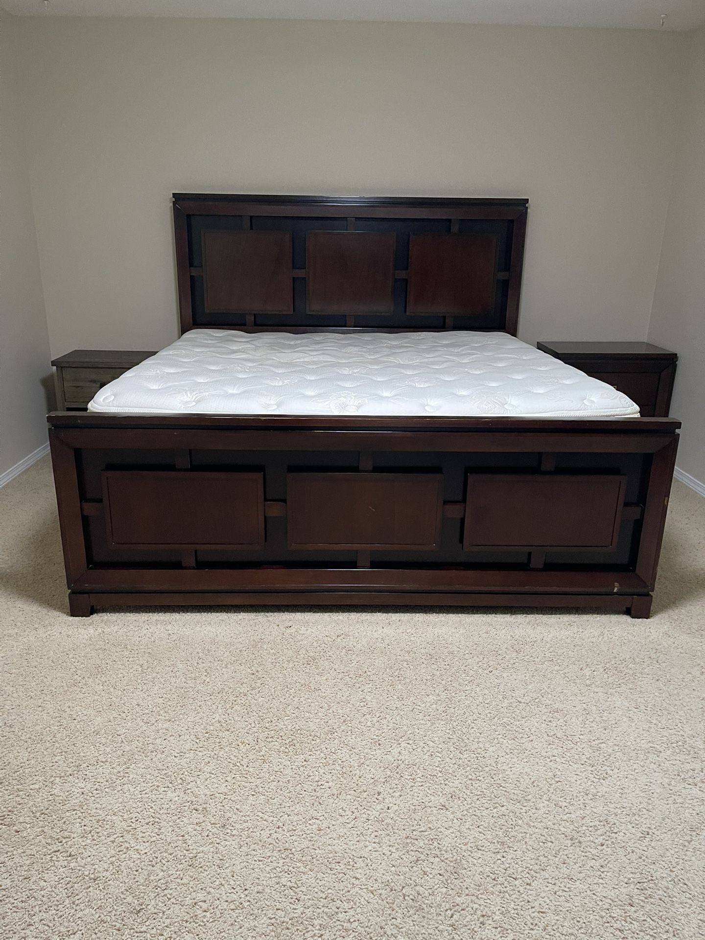 King Size Bed With Mattress And Box Springs