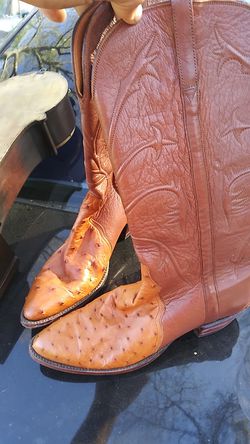 Ostrich leather boots size 8 women's