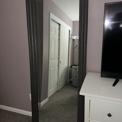 Gray Wood Framed Mirror