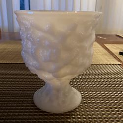 Vintage Mid Century MCM EO Brody Milk Glass Crinkle Glass Planter