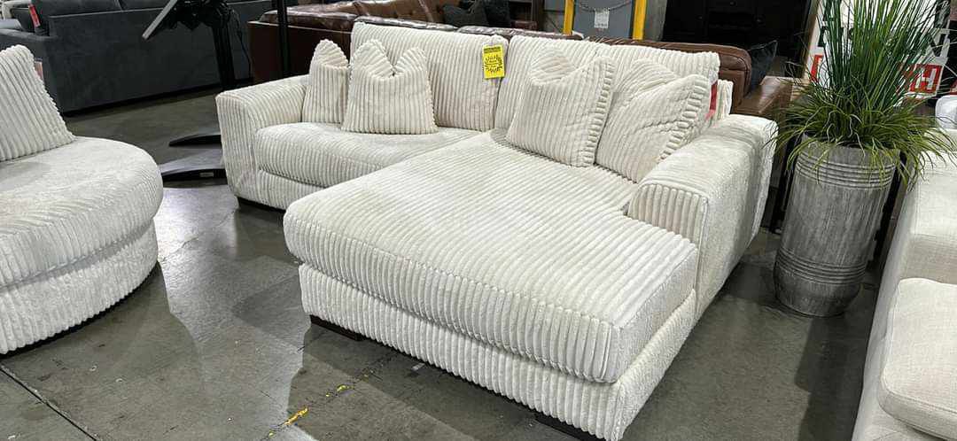 Ashley Lindyn Ivory Cozy Sectional Couch With Chaise 