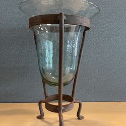 Glass And iron Vase / Decor Piece