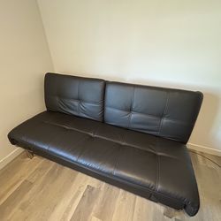Leather foldable futon couch