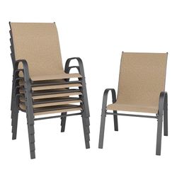 Patio Chairs Set of 6, Outdoor Dining Chairs Stackable for All Weather, Breathable Metal Modern Outside Furniture Chair for Pool Side, Garden, Backyar