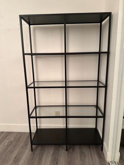 IKEA VITTSJÖ Shelf Unit – Black-Brown/Glass