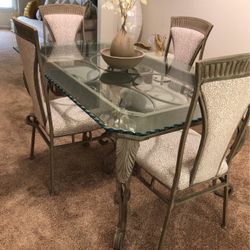 4 Wrought Iron Helena chairs & Glass Table
