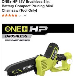 RYOBI ONE+ HP 18V Brushless 8 in. Battery Compact Pruning Mini Chainsaw (Tool Only)/psbcw01b