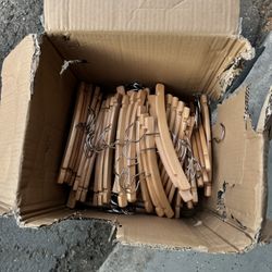 large lot of kids wood hangers
