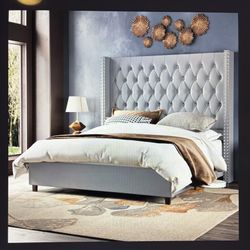 Gray Willa Arlo Wingback Bed, KingSz