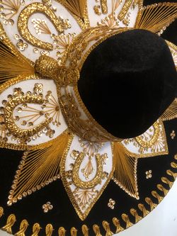 Black and Gold Embroidered Mariachi Sombrero