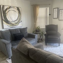 Two piece grey Couches 