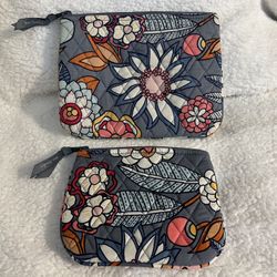 2 Piece Vera Bradley Cosmetic case flowers storage accessories makeup gift New