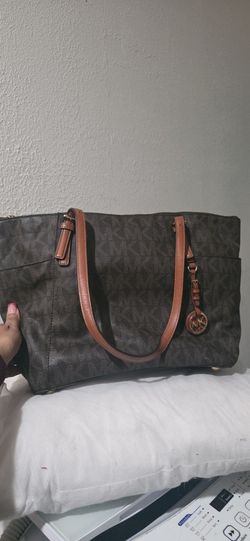 Michael Kors Jet Set tote bag in brown signature-print.